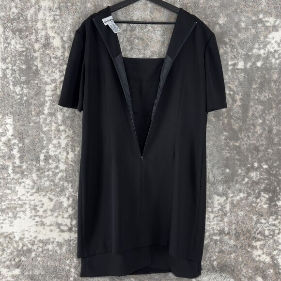 Perceptions Size 12 Shift Midi Dress Black Button Short Sleeve Zip - Picture 4 of 10